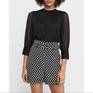 Express High Waisted Belted Polka Dot Bermuda